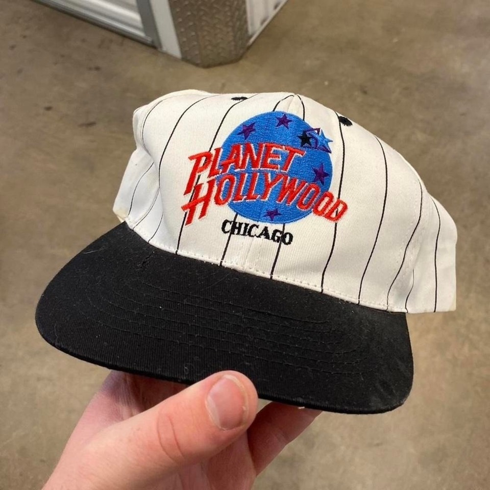 Vintage 90s Planet Hollywood Chicago Pinstripes SnapBack Hat